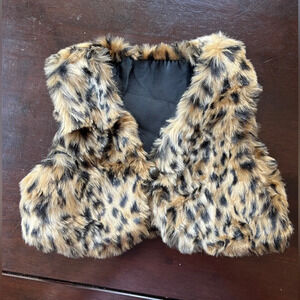 Baby Girls Leopard Sleeveless Faux Fur Vest Size 12 Months